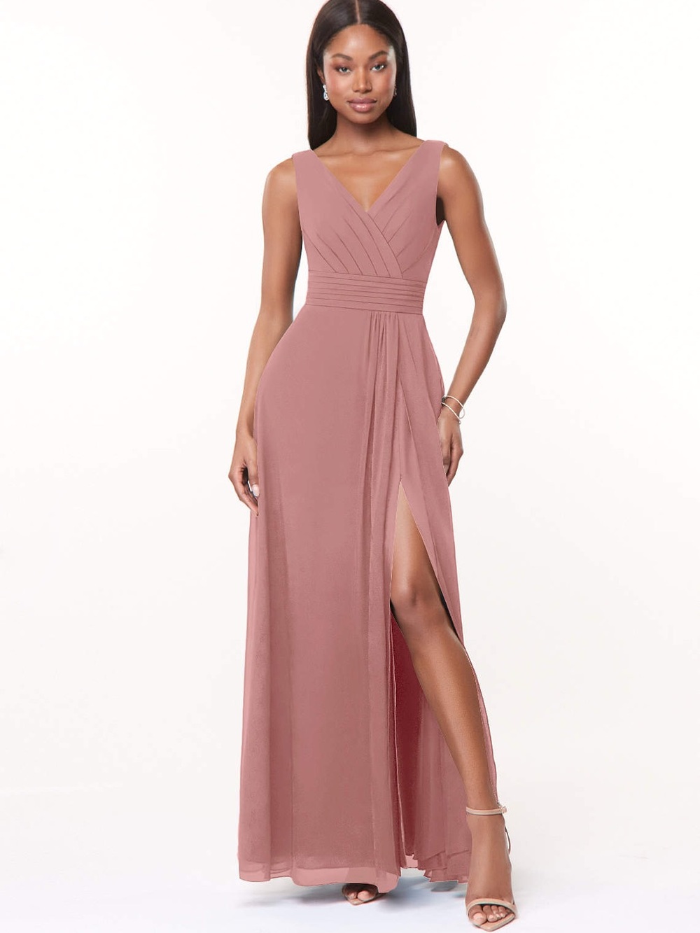Azazie Dusty Rose A-line Chiffon Bridesmaid Dress